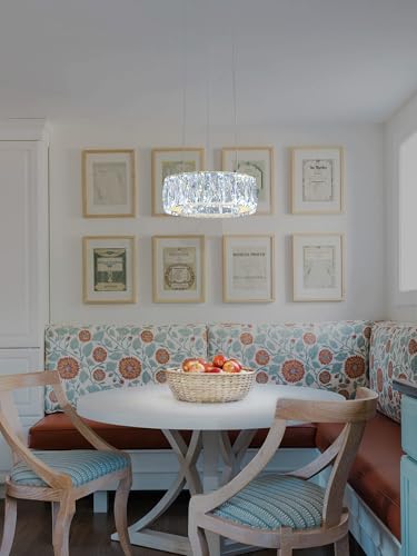 Modern LED Dimmable Crystal Chandelier 8" Ring Gold Pendant Light Fixtures for Kitchen Island Dining Room Living Room
