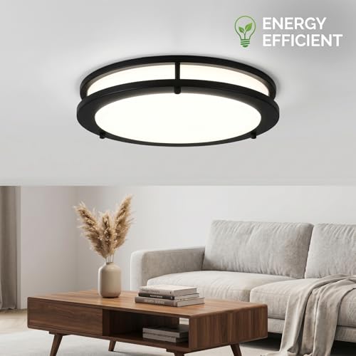 LED Flush Mount Ceiling Light Fixture Remote Dimmable Brushed Nickel (2 Count)