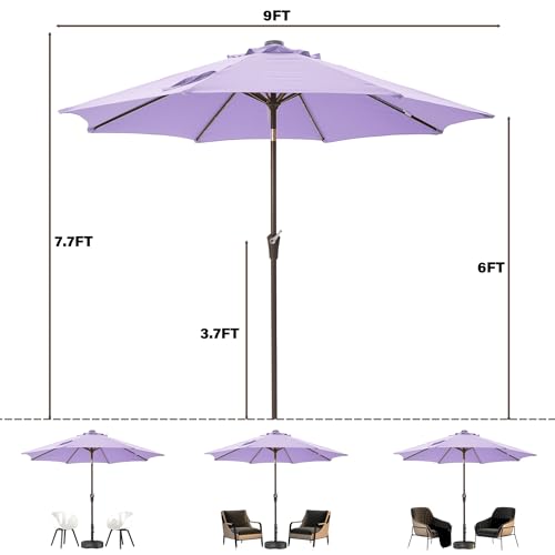 9' Patio Umbrella with solar lights Outdoor Garden Umbrella purple