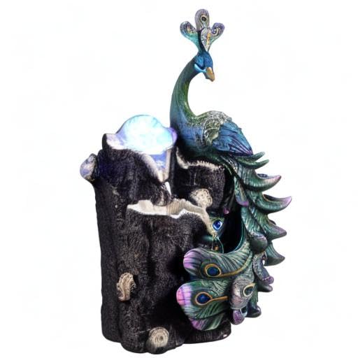 Tabletop Peacock Waterfall Fountain