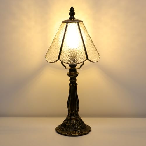 Tiffany Style Table Lamp White Diamond Stained Glass Lamp 14 Inch