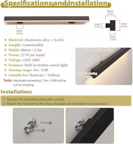 LED Motion Sensor Handrail Lights for Stairs