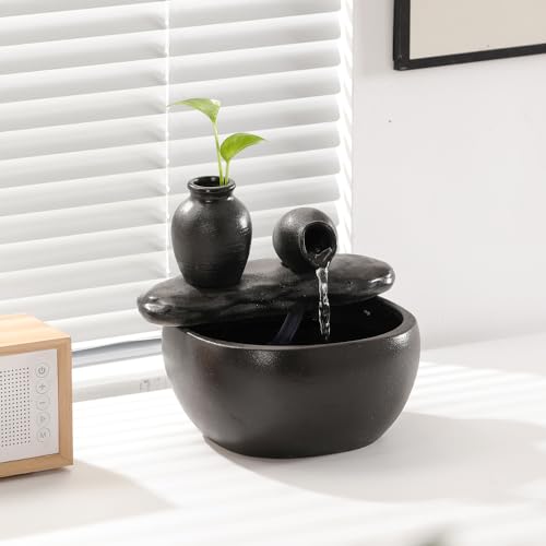 Ceramic Tabletop Fountain for Indoor and Home Decoration Table Desk Office Patio