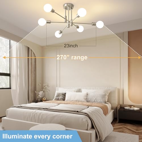 Nickel 6 Light Sputnik Ceiling Light Fixture