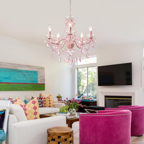 Modern Crystal Pink Chandelier