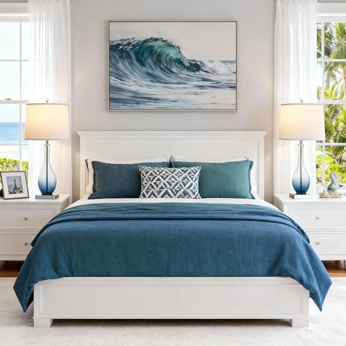 27" Navy Blue Bedside Desk Lamps for Nightstand Decorations (2 Count)