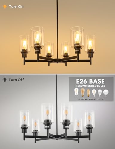 6 Light Black Chandelier for Dining Room Light Fixture