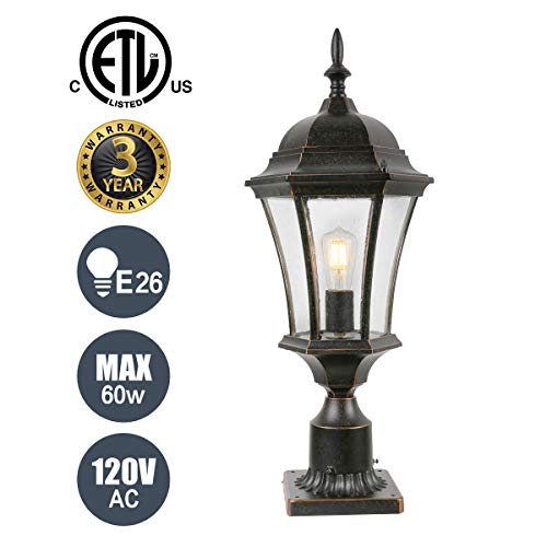 Cast Aluminum 24" Large Outdoor Post Light with 3" Pier Mount (2 Count)