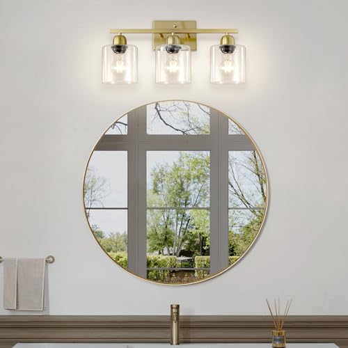 Modern Brushed Gold 3 Light Bathroom Light Fixtures
