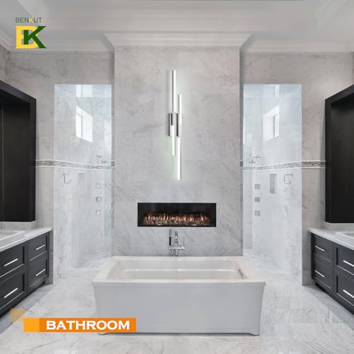 Modern LED Wall Sconce Silver Remote Wall Light Fixtures for Bathroom