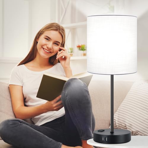 Set of 2 Touch Control Table Lamps with 2 USB & AC Outlet (2 Count)