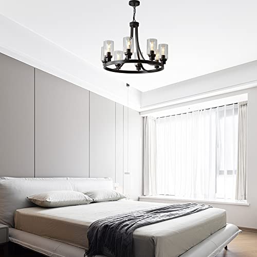 8 Lights Farmhouse Wagon Wheel Chandelier