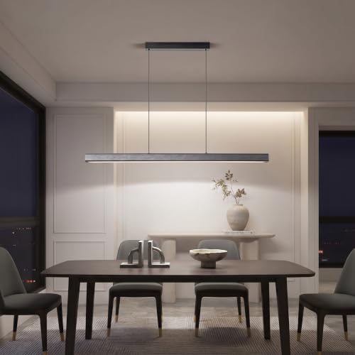 Minimalist Linear Pendant Light Dimmable LED Modern Chandelier Dining Room Island Light Restaurant Cafe Bar Office Hanging Lamp