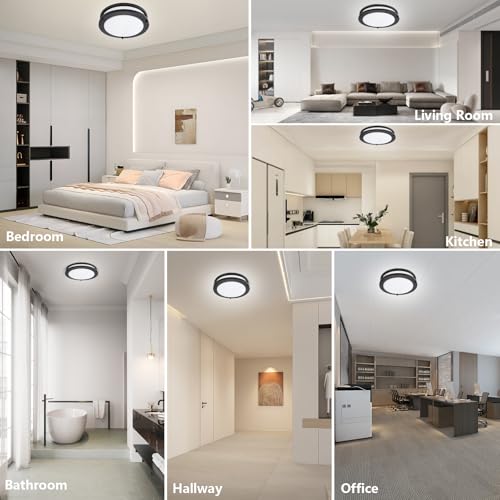 10inch LED Flush Mount Ceiling Light Fixture Dimmable Matte Black (4 Count)