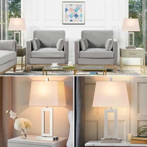 Silver Bedside Table Lamp Set of 2 (2 Count)