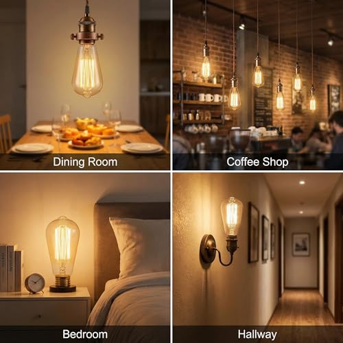 ST64 Incandescent Edison Bulb 40W E26 2200K Dimmable Amber Glass 2 (2 Count)