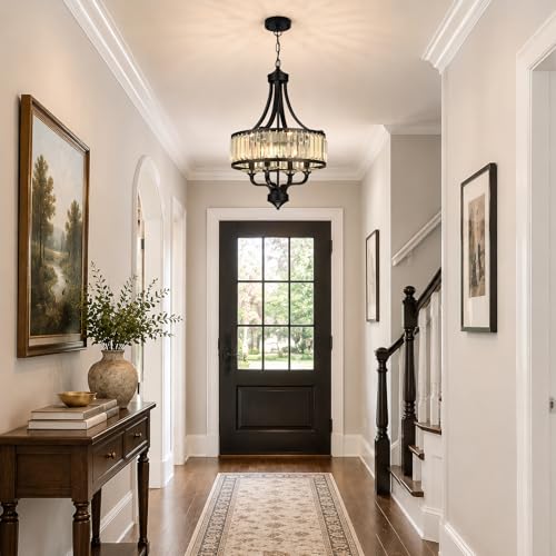 4 Light Black Crystal Chandelier (Black / 4-Light)