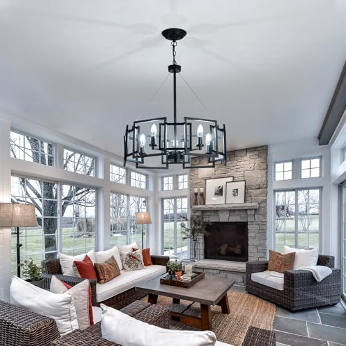 Modern Chandelier Black Geometric Pendant Lighting Fixture 5