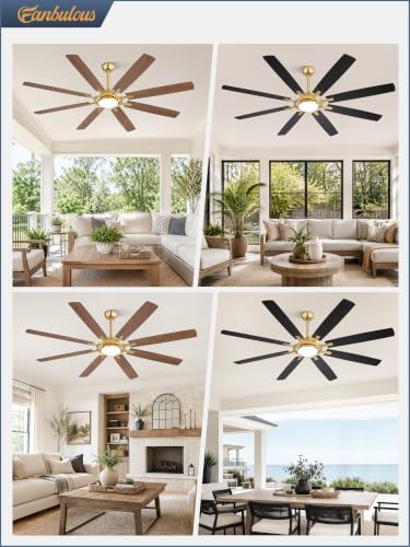 72 Inch Black Ceiling Fans with 3CCT Lights and Remote (Gold / 72")