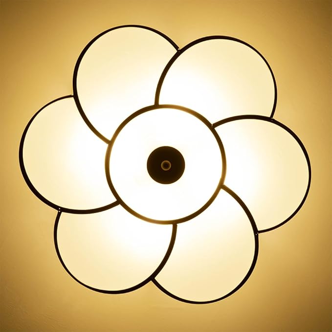 Brass Flush Mount Ceiling Light, Vintage Frosted Glass Ceiling Lighting Fixture, 4 Lights Classic Ceiling Lamp for Bedroom Nursery Living Room (Flower, 17.7")