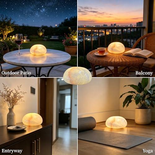 Natural Marble Lamp Cordless Touch Control Night Light 3