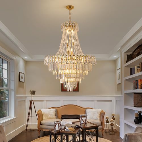 34 Inch Large Tiered Empire Crystal Chandelier