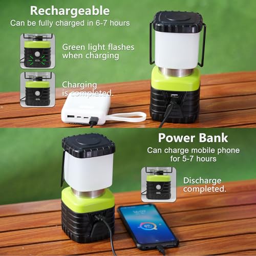 3PCS White LED Camping Lantern Rechargeable for Power Outages (16.8 Ounce)