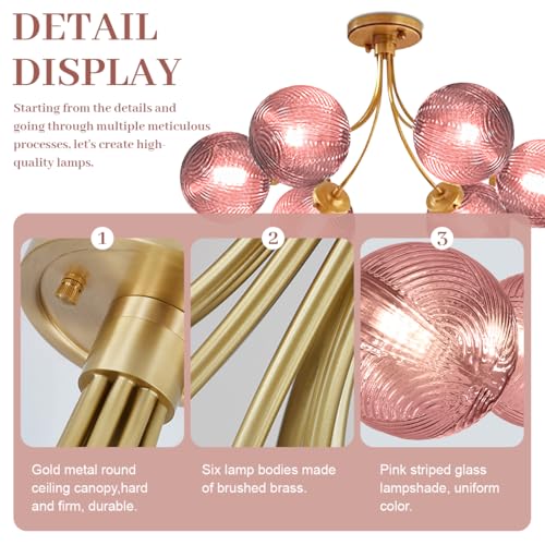 6 Light Pink Chandelier