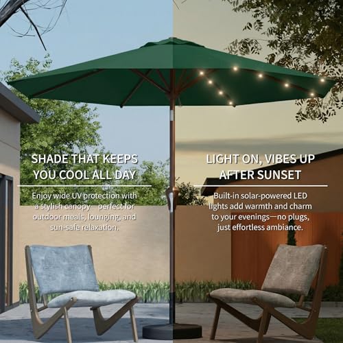 10FT Solar Umbrella 32 LED Lighted Patio Umbrella Table Market Umbrella w