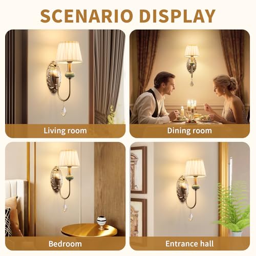 Wireless Battery Operated Antique Brass Wall Sconces Set of 2 (2 Count)
