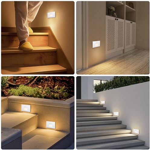 4 Pack 3CCT 120V Motion Sensor LED Step Lights Indoor Outdoor (4 Count)