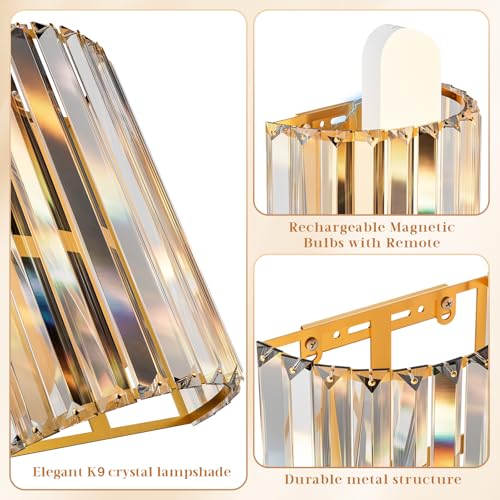 Gold Battery Operated Wall Sconces Set of Two