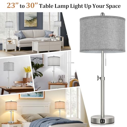 Silver Table Lamps Set of 2 for Living Room Bedroom (2 Count)