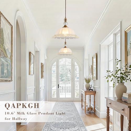 10.6" Milk Glass Vintage Pendant Light for Kitchen Island