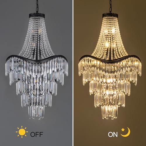 Black Modern French Empire Crystal Chandelier