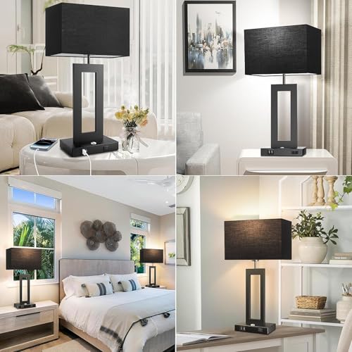 3 Color Temperatures Black Table Lamps for Bedrooms Set of 2 (2 Count)
