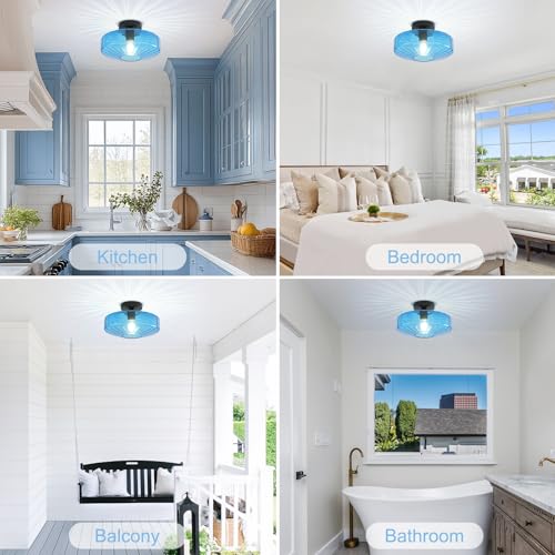 Blue Glass Ceiling Light