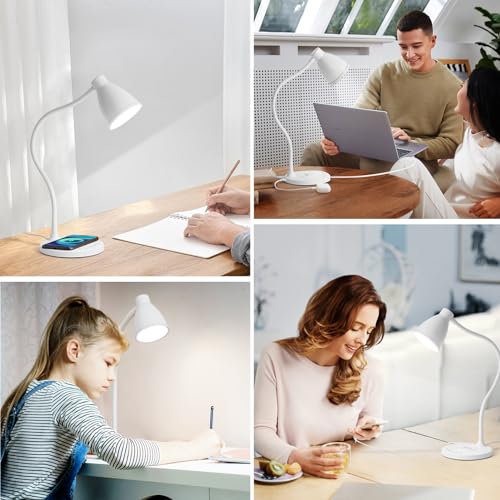 LED Desk Lamp for Home Office with USB C Charging Wireless Charger (White / Standard)
