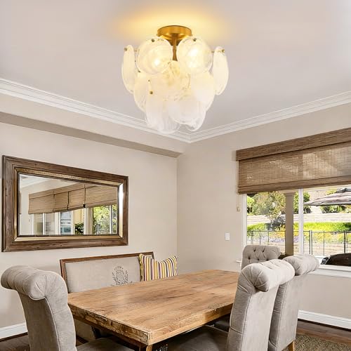 4 Lights Gold Glass Ceiling Light Fixture