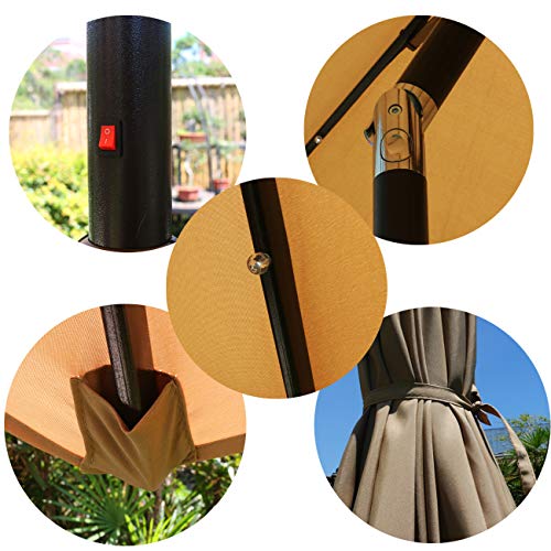 9' Solar LED Patio Umbrella