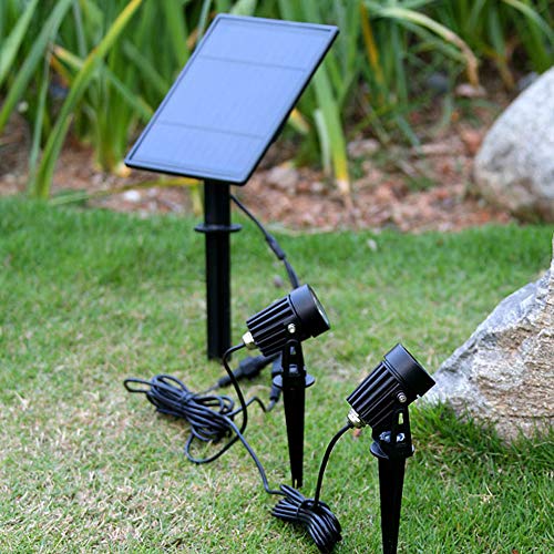 Metal Solar Spot Lights Outdoor with 9.8ft Cable Solar Powered Landscape Lighting Low Voltage IP65 Waterproof Auto On