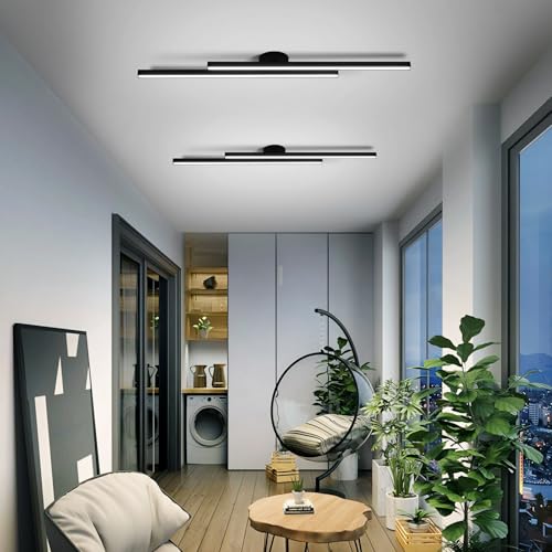 Black Modern LED Ceiling Light Fixtures with Remote