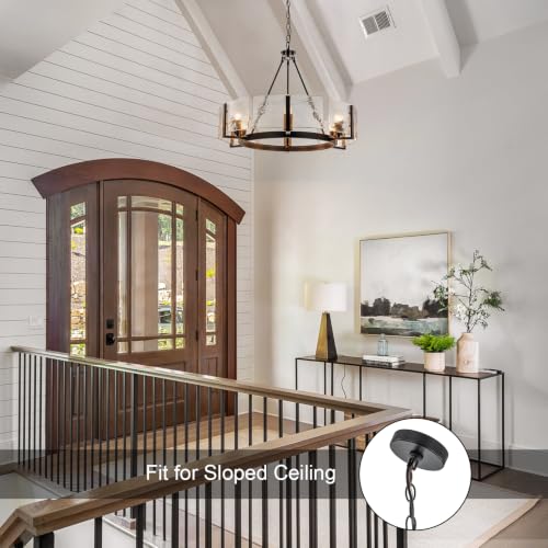 Black Glass Drum Chandelier 27.6” Modern Dining Room Chandelier