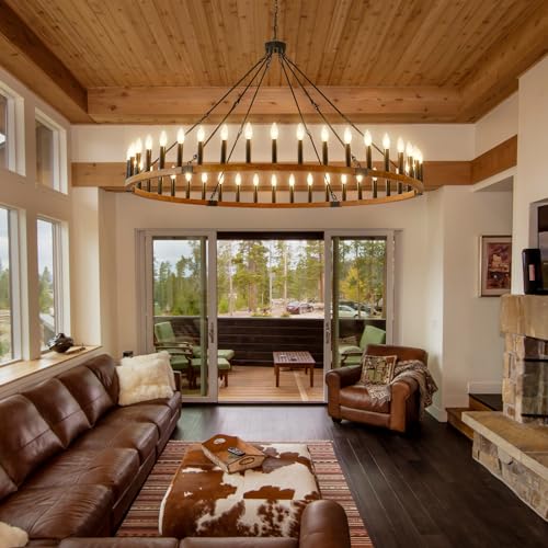 60 Inch Wagon Wheel Chandelier 42