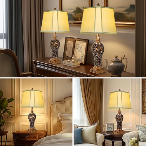 32'' Tall Rustic Vintage Table Lamps Set of 2 with Night Lights (2 Count)