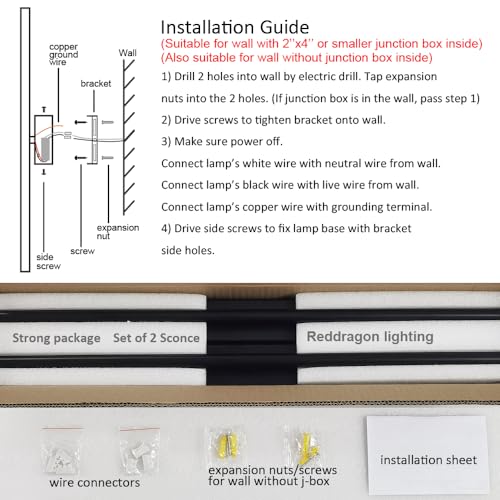 Only Suitable for Small Junction Box Hardwired Wall Sconces Dimmable 32'' (2 Count)