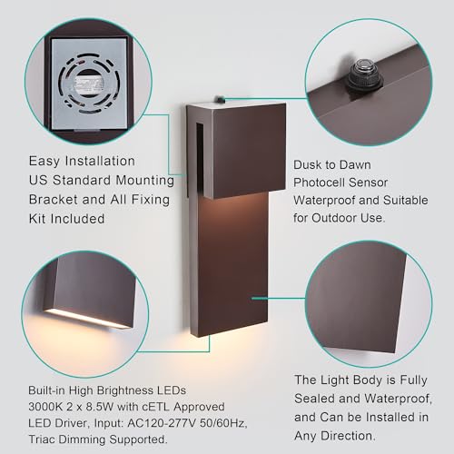 15IN Outdoor Wall Sconce Fixture