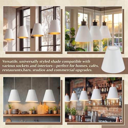 4 Pcs White Cone Industrial Replacement Lamp Shades (4 Count)