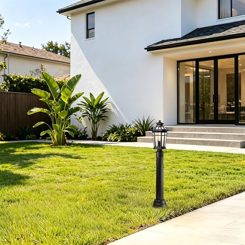 2 Pack Black Outdoor Lamp Post with Base