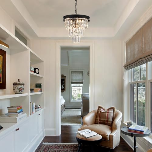 Black Crystal Chandeliers for Dining Room (4 Count)
